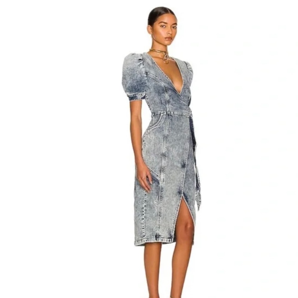 RETROFETE Zelda Denim Wrap Dress Size XS/NWT Retail $545 - Picture 4 of 5